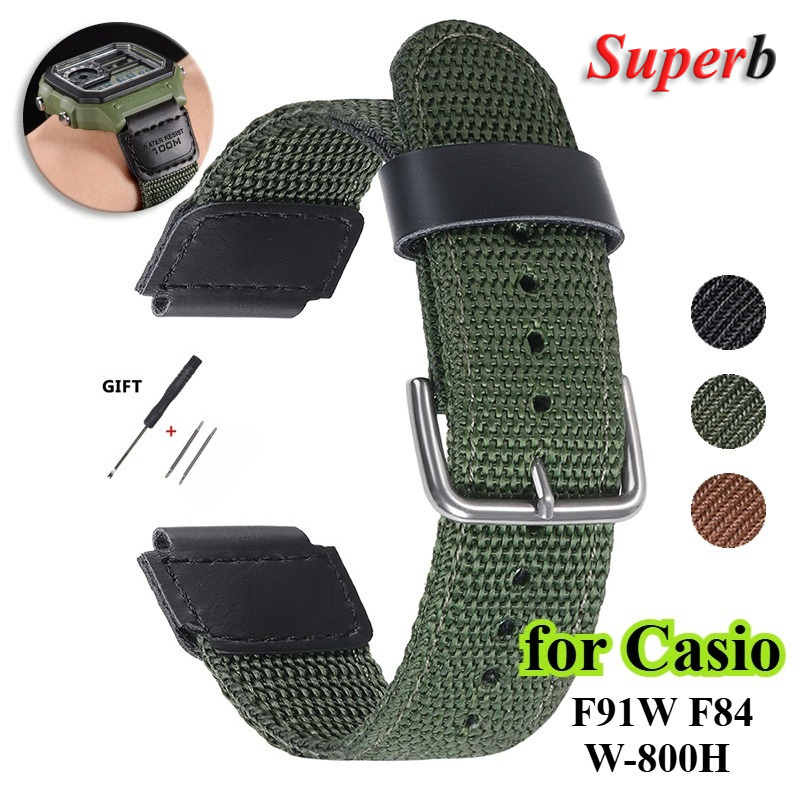 Canvas Strap Watch - 18mm Nylon Watch Strap for Casio