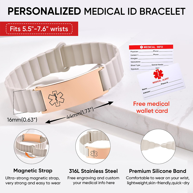Custom Medical ID Bracelet for - Silicone Band Women recensione e prezzo