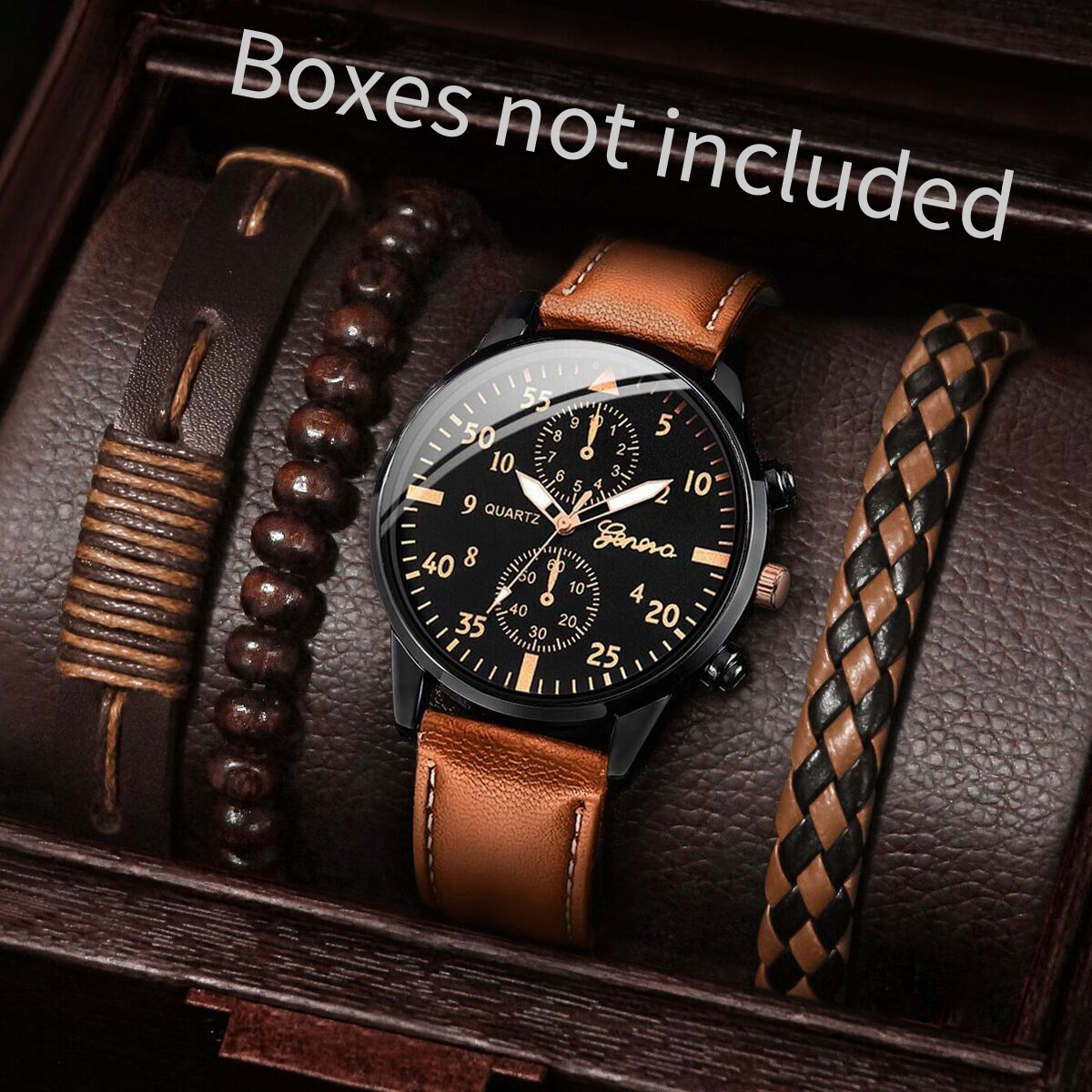 4PCS Fashion Arabic Dial Men B - Leather Watch Band Men recensione e prezzo