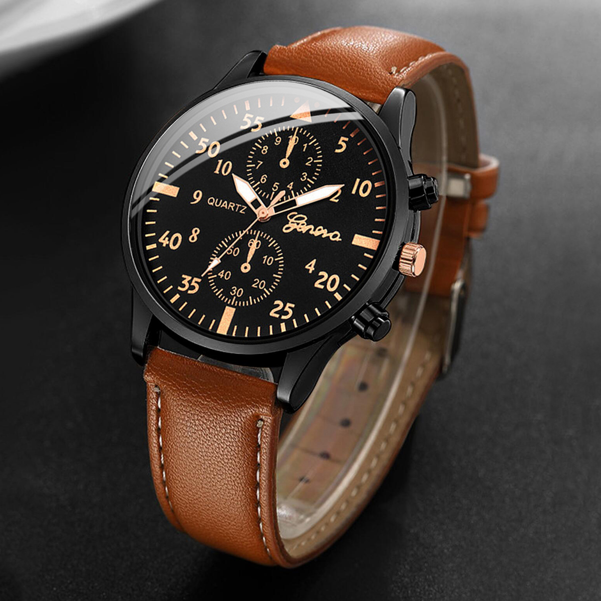 4PCS Fashion Arabic Dial Men B - Leather Watch Band Men recensione e prezzo