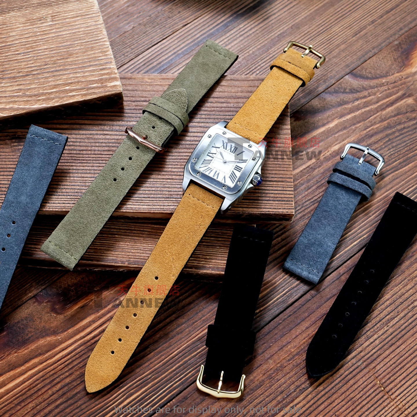 For Cartier Tank, Santos-Dumon - Suede Strap Watch recensione e prezzo