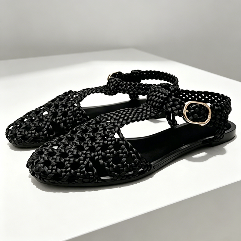 Golden Mesh Woven Flat Sandals - Mesh Strap Metal recensione e prezzo