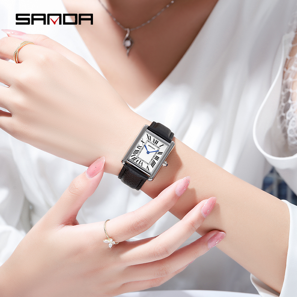 Sanda Rectangular Wrist Watche - Leather Watch Band Men recensione e prezzo