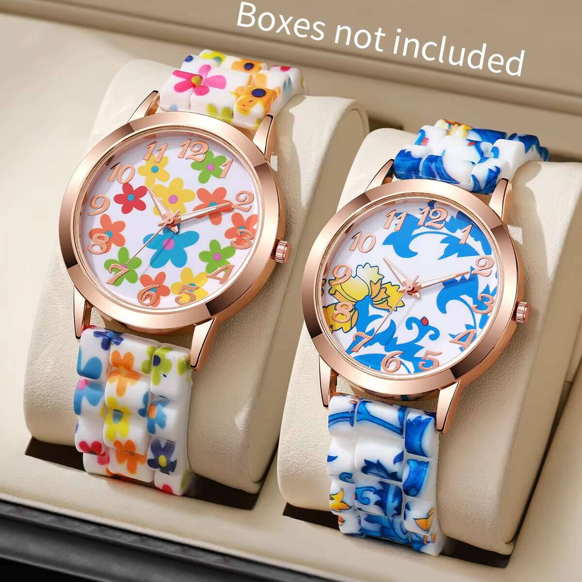2PCS Fashion Flower Printed Wo - Silicone Band Women recensione e prezzo