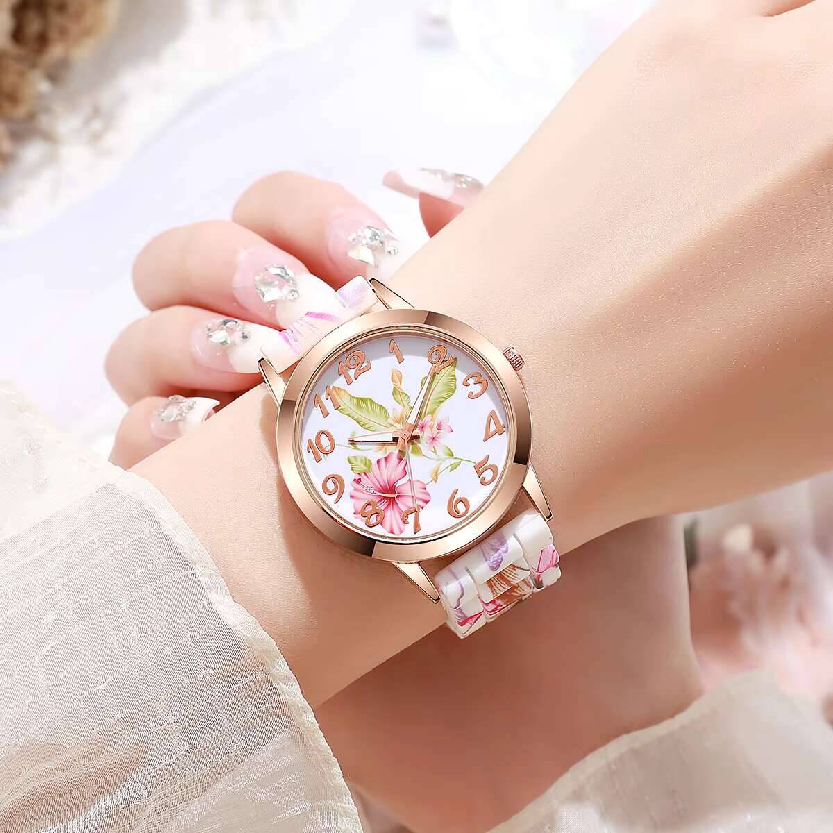 2PCS Fashion Flower Printed Wo - Silicone Band Women recensione e prezzo