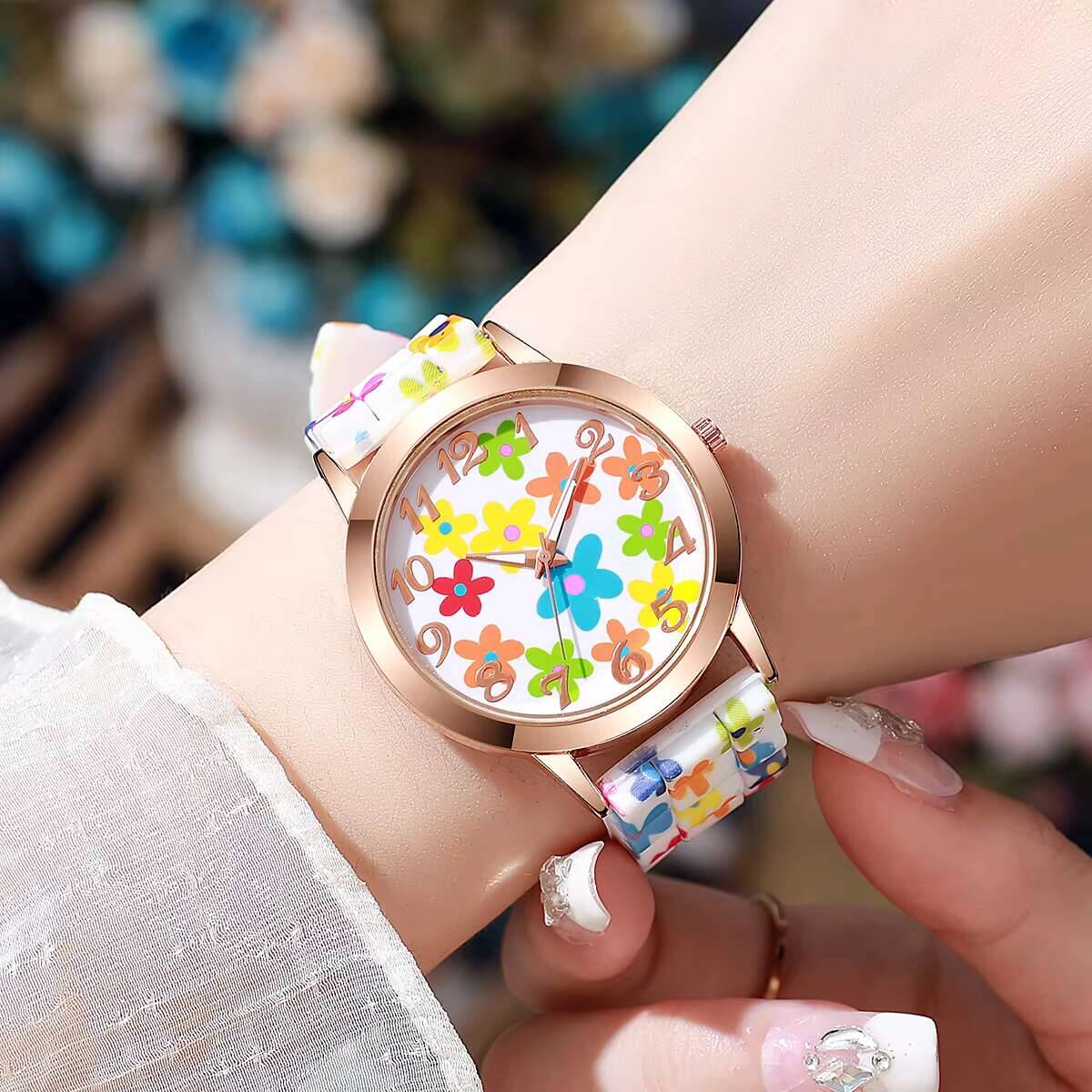 2PCS Fashion Flower Printed Wo - Silicone Band Women recensione e prezzo