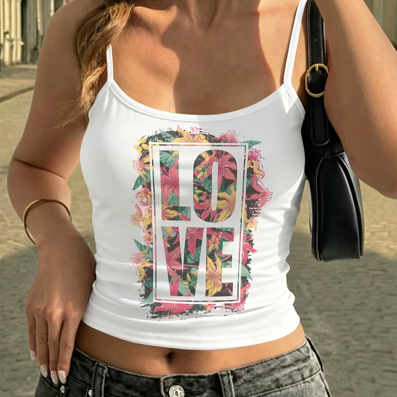 Women Y2K Floral LOVE Print To - Tropic Strap Vintage recensione e prezzo